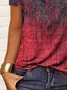 Women Abstract Short Sleeve Tee T-shirt Crew Neck Printing Casual Summer Graphic Tee Top