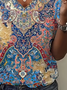 Women Floral Short Sleeve Tee T-shirt V Neck Printing Casual Summer Graphic Tee Top