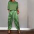Women Plain Pocket Stitching Two-Piece Set Daily Half Sleeve Casual Summer Top With Pants Matching Set