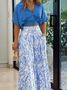 Women Floral Printing Dolman Sleeve Two-Piece Set Daily Half Sleeve Casual Summer Top With Pants Matching Set