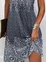 Women Floral Short Sleeve Summer Printing Dress Crew Neck Daily Casual Mini Tunic H-Line Dress