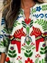 Women Floral Long Sleeve Blouse Spring/Fall Shawl Collar Daily Casual Top