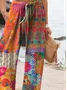 Women Floral Long Pants Vintage Spring/Fall Trousers