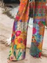 Women Floral Long Pants Vintage Spring/Fall Trousers