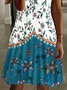 Women Floral Short Sleeve Summer Printing Dress Crew Neck Daily Casual Mini Tunic H-Line Dress
