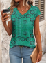 Women Floral Short Sleeve Tee T-shirt V Neck Printing Casual Summer Graphic Tee Top