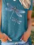 Women Dragonfly Short Sleeve Tee T-shirt Crew Neck Printing Casual Summer Graphic Tee Top