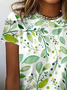 Women Floral Short Sleeve Tee T-shirt Crew Neck Printing Casual Summer Graphic Tee Top