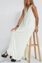 Women Plain Sleeveless Summer Split Joint Dress V Neck Daily Casual Maxi Fit & Flare Dress A-Line Dress