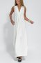 Women Plain Sleeveless Summer Split Joint Dress V Neck Daily Casual Maxi Fit & Flare Dress A-Line Dress