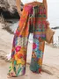 Women Floral Long Pants Vintage Spring/Fall Trousers