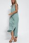 Women Plain Sleeveless Summer Split Joint Dress V Neck Daily Casual Maxi Fit & Flare Dress A-Line Dress