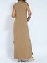 Women Plain Sleeveless Summer Split Joint Dress V Neck Daily Casual Maxi Fit & Flare Dress A-Line Dress