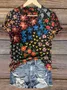 Women Floral Short Sleeve Tee T-shirt V Neck Printing Casual Summer Graphic Tee Top