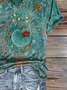 Women Floral Short Sleeve Tee T-shirt V Neck Printing Casual Summer Graphic Tee Top