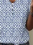 Women Geometric Short Sleeve Tee T-shirt V Neck Printing Casual Summer Top