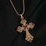 2025 New Retro Diamond Necklace Rhinestone Long Cross Pendant Sweater Chain Fashion Advanced Punk Necklace