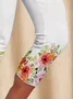 Women Floral Capris Elastic Waist Pants Casual Summer Trousers