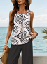 Women Geometric Printing Two-Piece Set Daily Sleeveless Casual Summer Top With Pants Matching Set