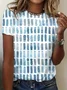 Women Geometric Short Sleeve Tee T-shirt Crew Neck Printing Casual Summer Graphic Tee Top