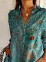 Women Floral Long Sleeve Shirt Spring/Fall Buckle Shirt Collar Daily Casual Top