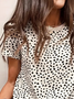 Women Polka Dots Short Sleeve Tee T-shirt Crew Neck Printing Casual Summer Graphic Tee Top