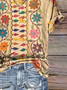 Women Floral Short Sleeve Tee T-shirt V Neck Printing Casual Summer Graphic Tee Top