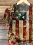 Women Floral Short Sleeve Tee T-shirt V Neck Printing Casual Summer Graphic Tee Top