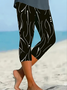 Women Polka Dots Capris Elastic Waist Pant Casual Summer Trousers