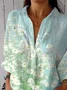 Women Floral Three Quarter Sleeve Shirt Spring/Fall Printing Shirt Collar Daily Casual Top
