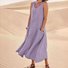 Women Plain Sleeveless Summer Split Joint Dress Crew Neck Daily Casual Maxi Fit & Flare Dress A-Line Dress