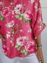 Women Floral Three Quarter Sleeve Shirt Spring/Fall Printing Shirt Collar Daily Casual Top
