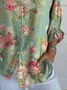 Women Floral Three Quarter Sleeve Shirt Spring/Fall Printing Shirt Collar Daily Casual Top