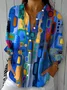 Women's Abstract Long Sleeve Shirt Spring/Fall Buckle Shirt Collar Daily Casual Top