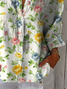 Women Floral Three Quarter Sleeve Shirt Spring/Fall Printing Shirt Collar Daily Casual Top