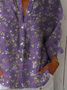 Women Floral Three Quarter Sleeve Shirt Spring/Fall Printing Shirt Collar Daily Casual Top