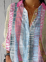 Women Striped Three Quarter Sleeve Shirt Spring/Fall Printing Shirt Collar Daily Casual Top