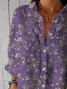Women Floral Three Quarter Sleeve Shirt Spring/Fall Printing Shirt Collar Daily Casual Top