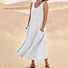 Women Plain Sleeveless Summer Split Joint Dress Crew Neck Daily Casual Maxi Fit & Flare Dress A-Line Dress