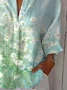 Women Floral Three Quarter Sleeve Shirt Spring/Fall Printing Shirt Collar Daily Casual Top