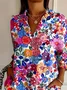Women Floral Long Sleeve Shirt Spring/Fall Buckle Shirt Collar Daily Casual Top