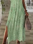 Women Abstract Short Sleeve Summer Printing Dress V Neck Daily Casual Maxi X-Line Dress
