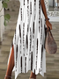 Women Striped Short Sleeve Summer Printing Dress V Neck Daily Casual Maxi X-Line Dress