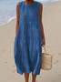 Women Floral Sleeveless Summer Printing Dress Crew Neck Daily Casual Maxi Tank H-Line Dress