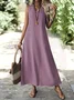Women Plain Sleeveless Summer Dress V Neck Daily Casual Maxi A-Line Dress