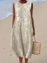 Women Floral Sleeveless Summer Printing Dress Crew Neck Daily Casual Maxi Tank H-Line Dress