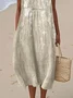Women Floral Sleeveless Summer Printing Dress Crew Neck Daily Casual Maxi Tank H-Line Dress