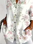 Women Floral Long Sleeve Shirt Spring/Fall Buckle Shirt Collar Daily Casual Top