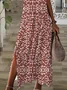 Women Floral Short Sleeve Summer Printing Dress V Neck Daily Casual Maxi X-Line Dress