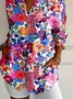 Women Floral Long Sleeve Shirt Spring/Fall Buckle Shirt Collar Daily Casual Top